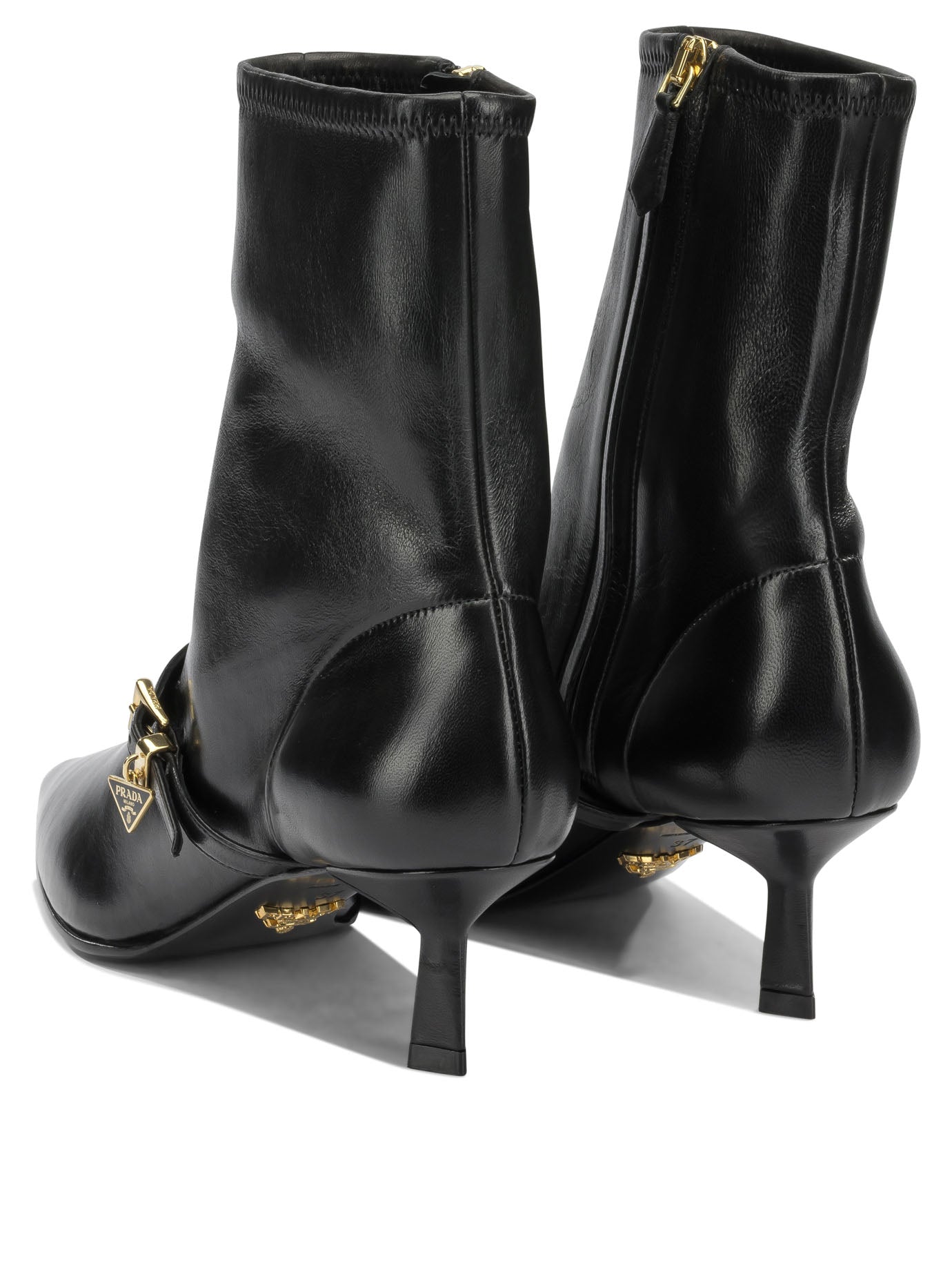 Prada Stretch leather ankle boots with zipper - Black