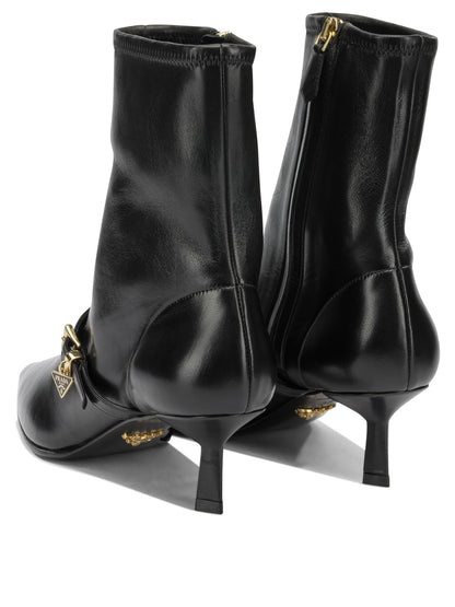 Prada Stretch leather ankle boots with zipper - Black