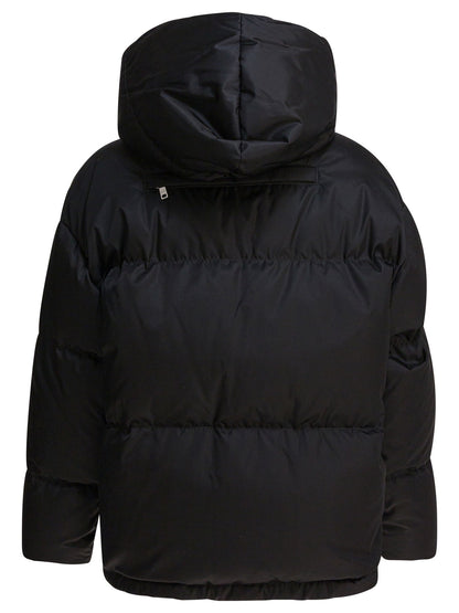Prada Down Jacket with Logo in Re-Nylon - Black