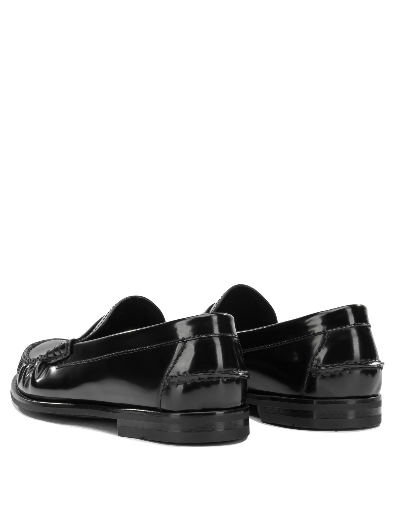 Prada Brushed-leather loafers - Black