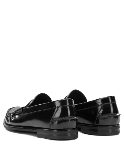 Prada Brushed-leather loafers - Black