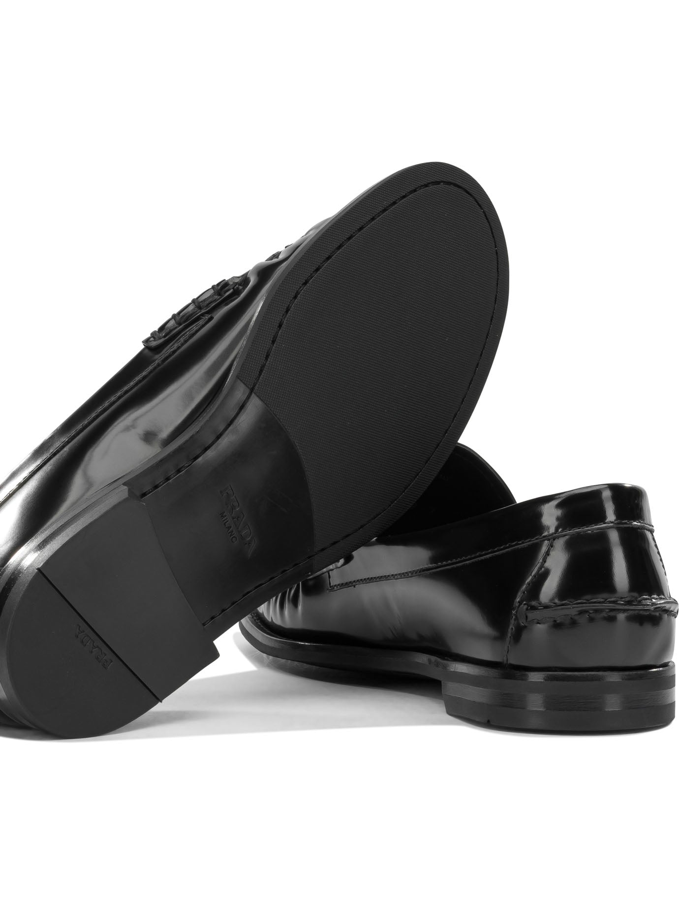 Prada Brushed-leather loafers - Black