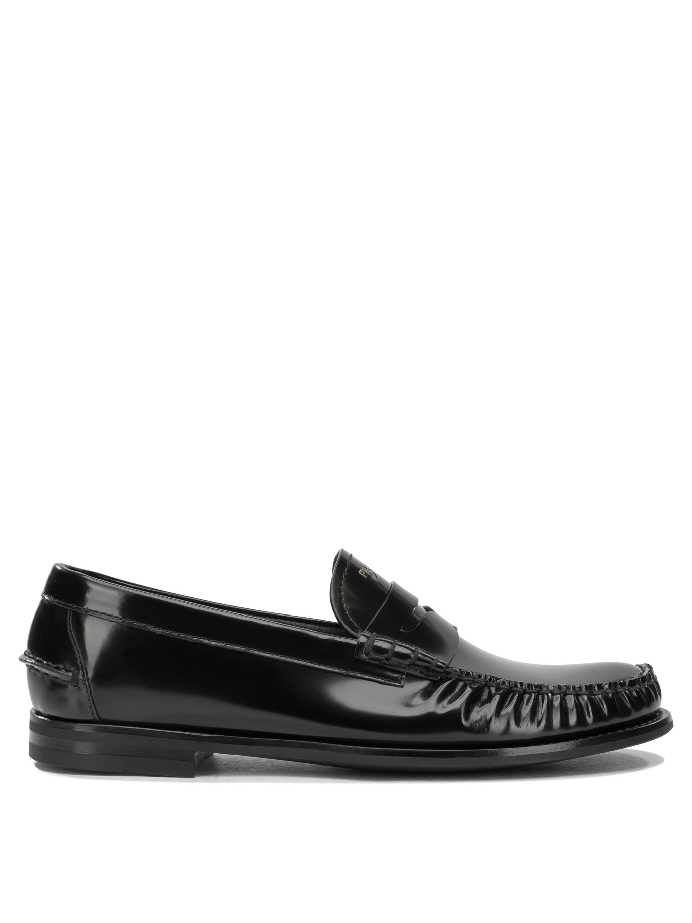 Prada Brushed-leather loafers - Black