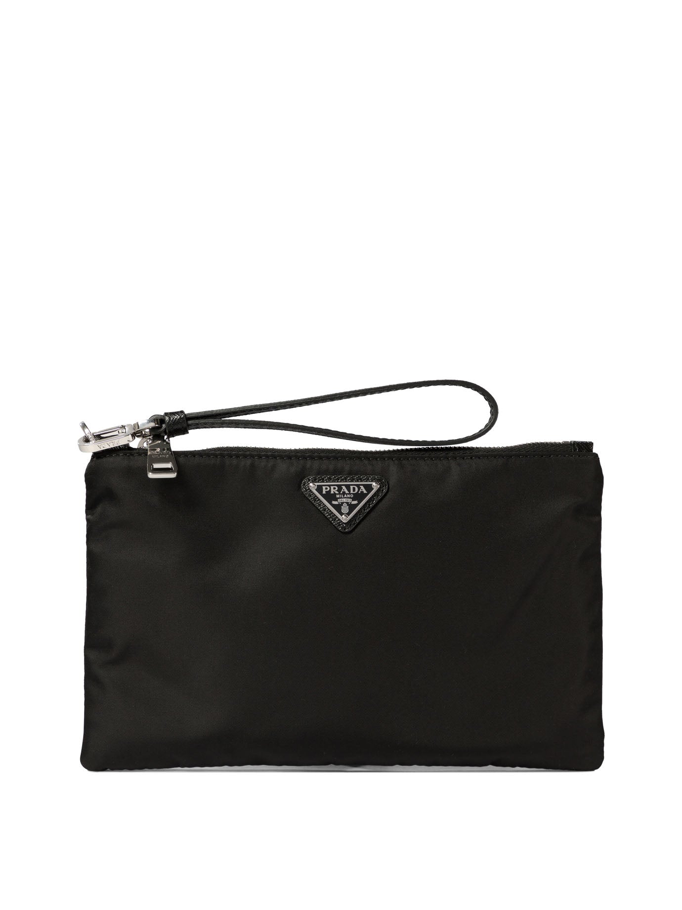 Prada Re-Nylon and Saffiano leather pouch - Black