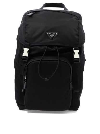 Prada Re-Nylon and Saffiano leather backpack - Black