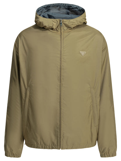 Prada Reversible windbreaker jacket with logo - Beige