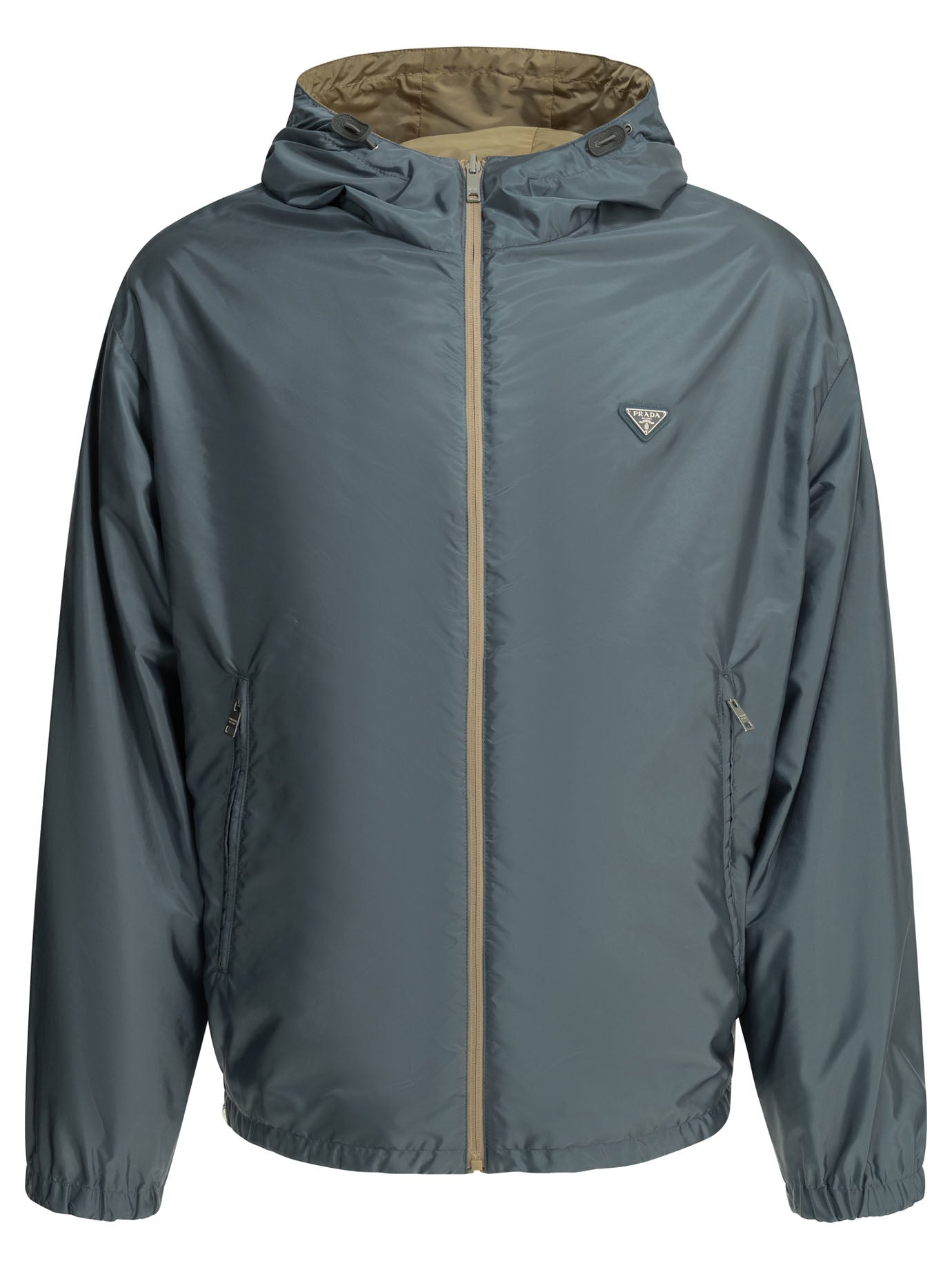 Prada Reversible windbreaker jacket with logo - Beige