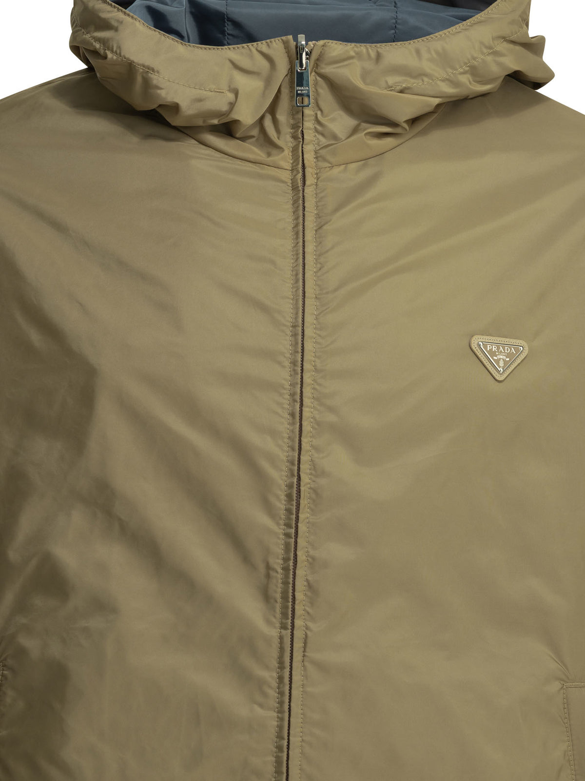 Prada Reversible windbreaker jacket with logo - Beige