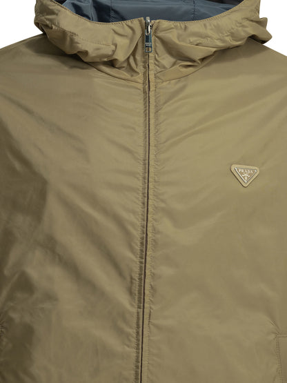 Prada Reversible windbreaker jacket with logo - Beige