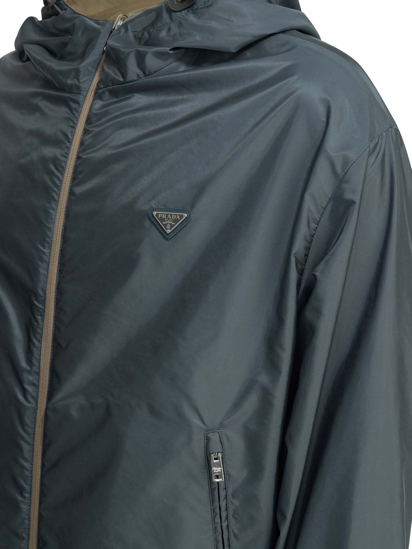 Prada Reversible windbreaker jacket with logo - Beige
