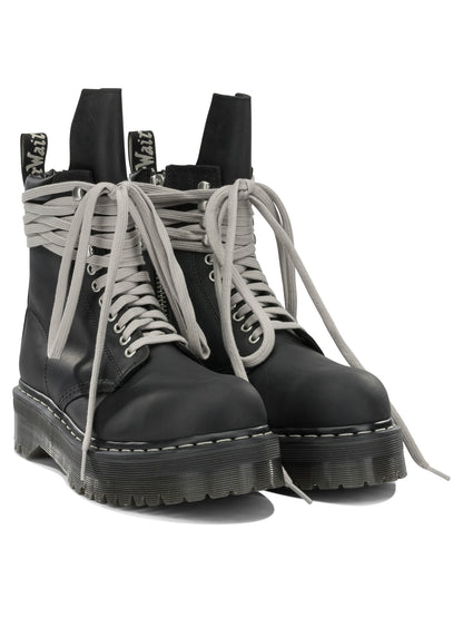 Rick Owens "Rick Owens x Dr. Martens - Quad Sole Steel" Zip-Up Ankle Boots - Black