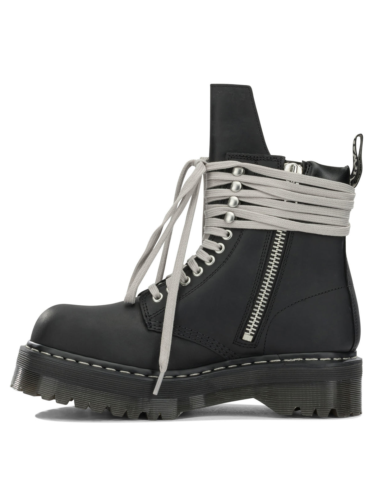 Rick Owens "Rick Owens x Dr. Martens - Quad Sole Steel" Zip-Up Ankle Boots - Black