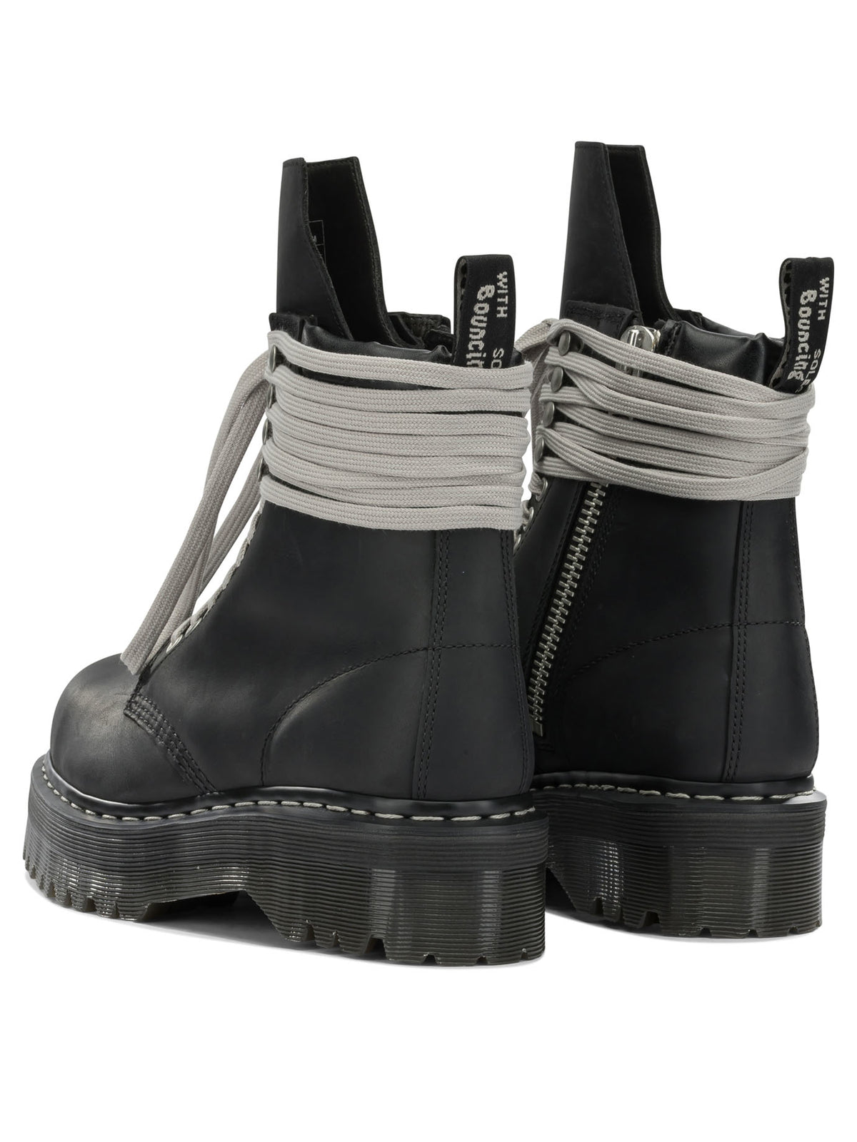 Rick Owens "Rick Owens x Dr. Martens - Quad Sole Steel" Zip-Up Ankle Boots - Black