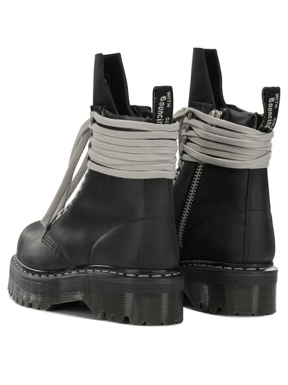 Rick Owens "Rick Owens x Dr. Martens - Quad Sole Steel" Zip-Up Ankle Boots - Black