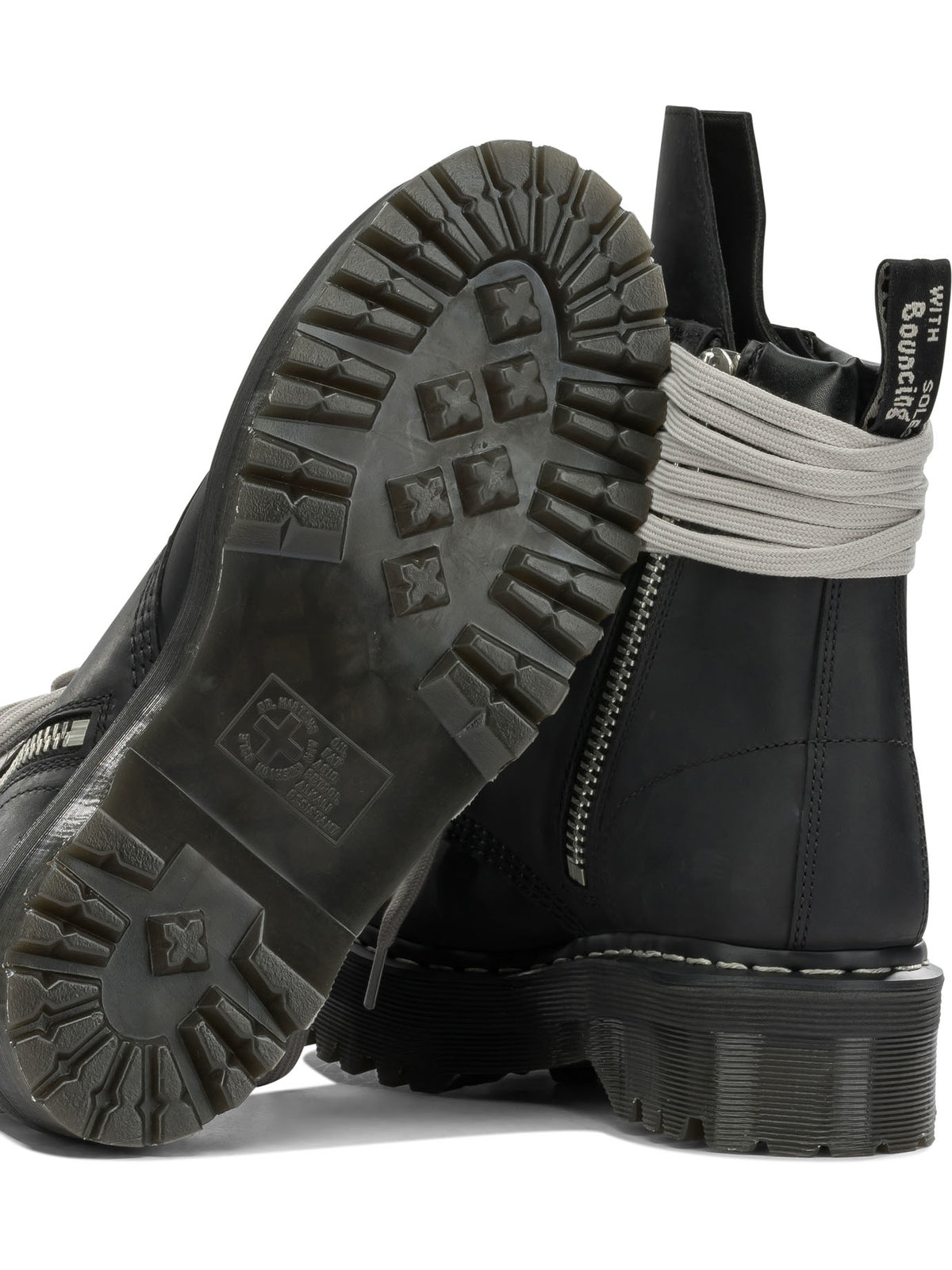 Rick Owens "Rick Owens x Dr. Martens - Quad Sole Steel" Zip-Up Ankle Boots - Black
