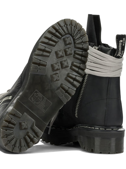 Rick Owens "Rick Owens x Dr. Martens - Quad Sole Steel" Zip-Up Ankle Boots - Black