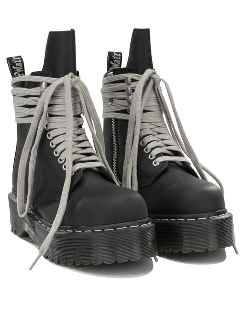 Rick Owens "Rick Owens x Dr. Martens - Quad Sole Steel" Zip-Up Ankle Boots - Black