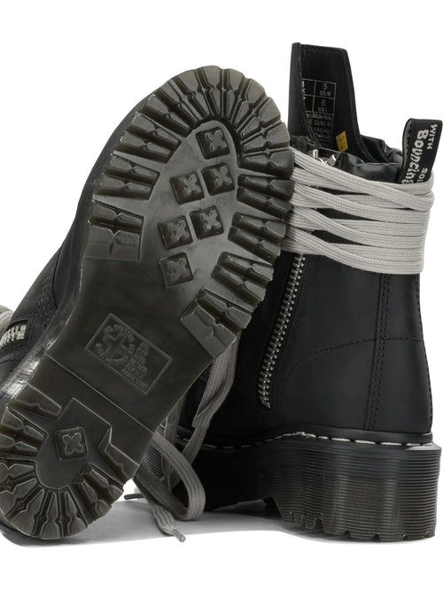 Rick Owens "Rick Owens x Dr. Martens - Quad Sole Steel" Zip-Up Ankle Boots - Black