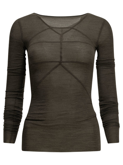 Rick Owens "LS Temple T" Casual Top - Brown