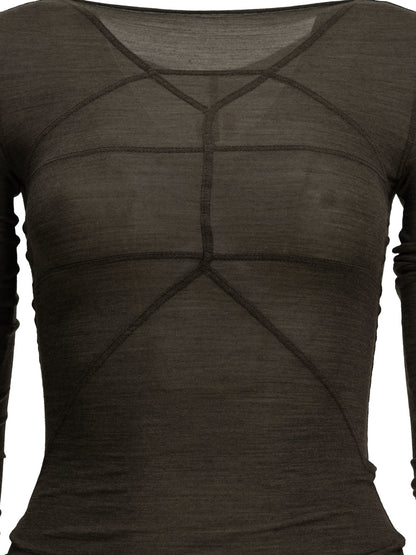 Rick Owens "LS Temple T" Casual Top - Brown