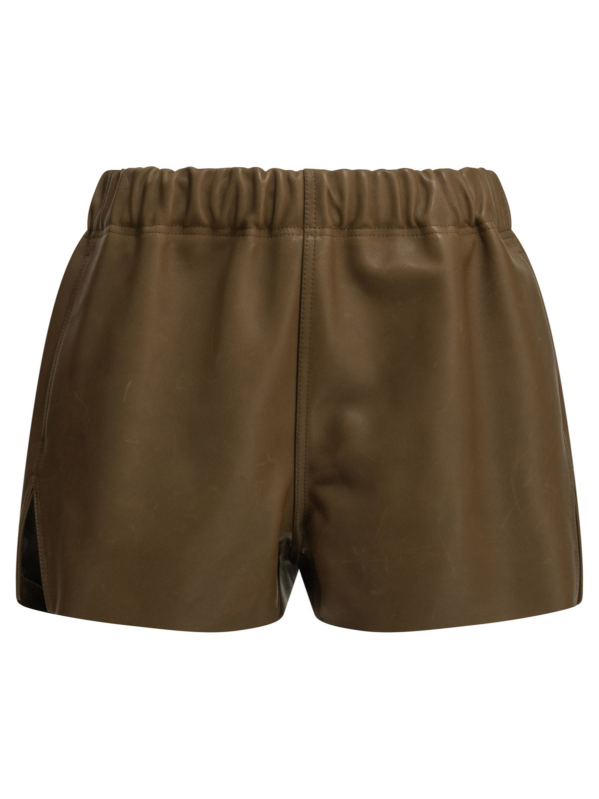 Rick Owens Leather shorts with an elastic waistband - Brown