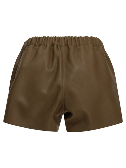 Rick Owens Leather shorts with an elastic waistband - Brown