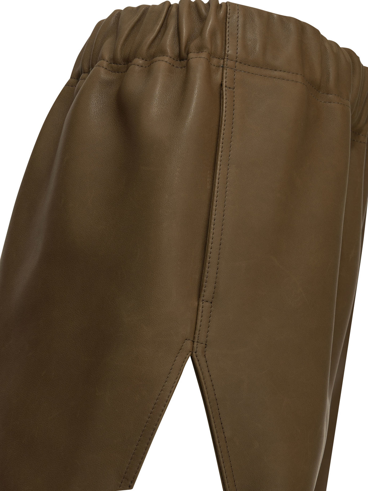 Rick Owens Leather shorts with an elastic waistband - Brown