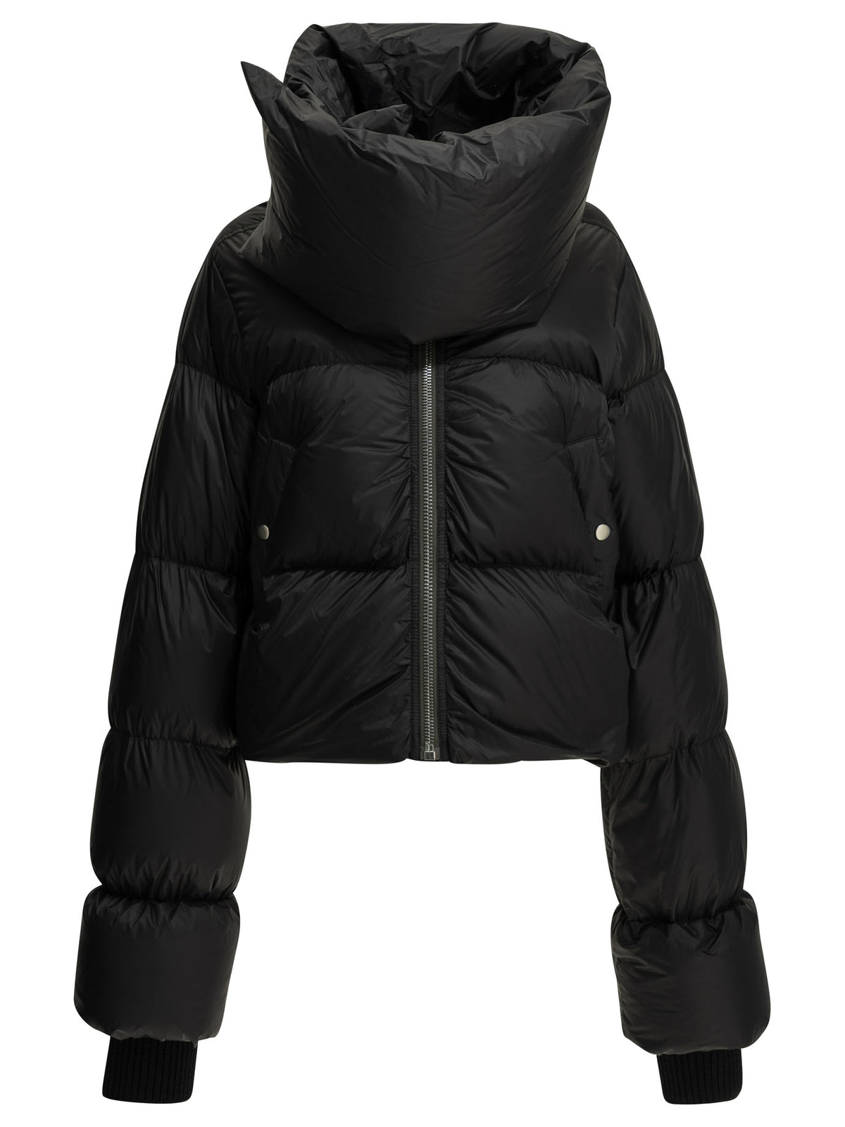 Rick Owens "Funnel Neck" Short Down Jacket - Black