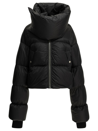 Rick Owens "Funnel Neck" Short Down Jacket - Black