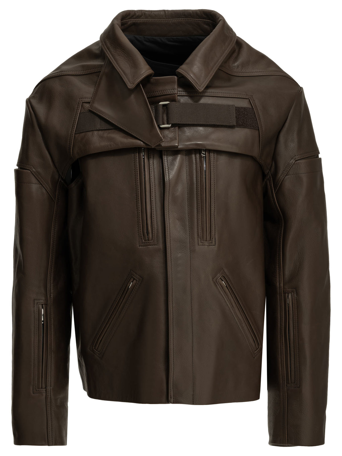 Rick Owens "2 Piece Mac" Leather Jacket - Brown