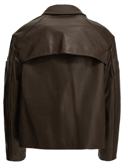 Rick Owens "2 Piece Mac" Leather Jacket - Brown