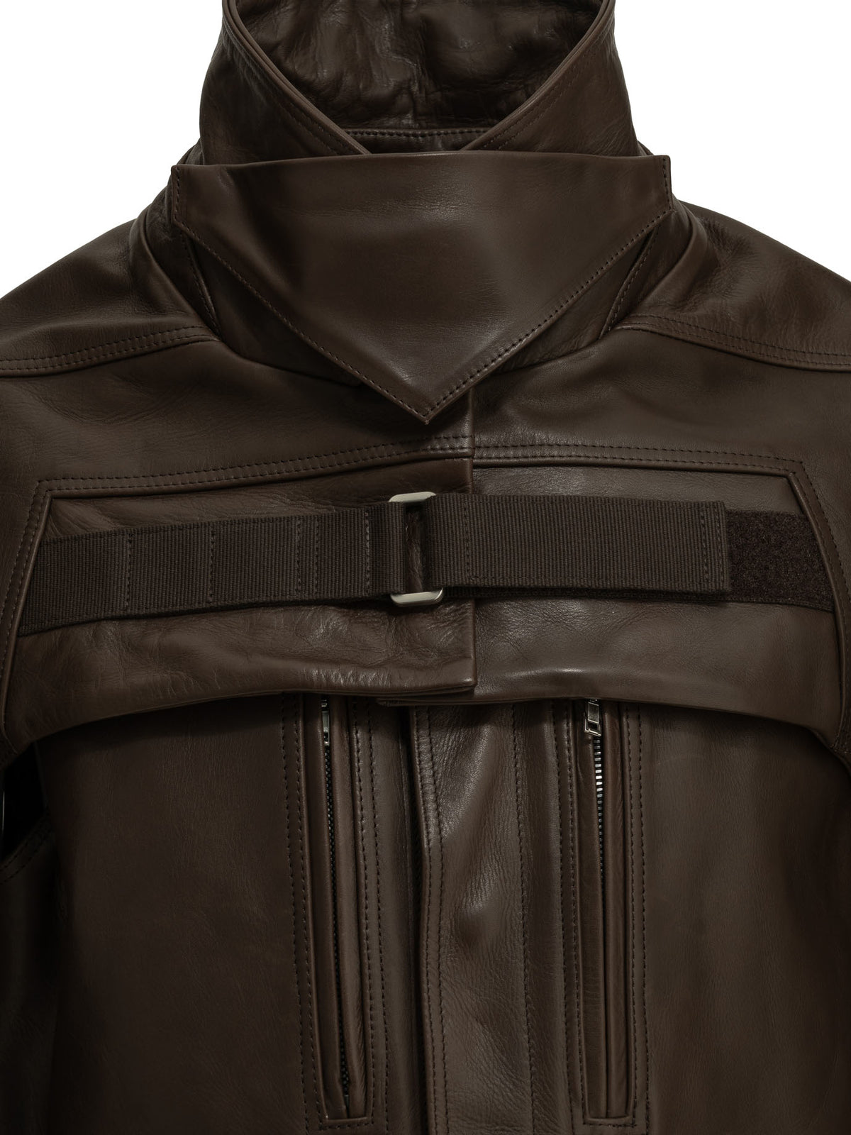 Rick Owens "2 Piece Mac" Leather Jacket - Brown