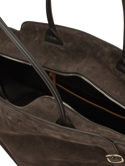 Santoni "Double Buckle" Medium Shoulder Bag - Brown
