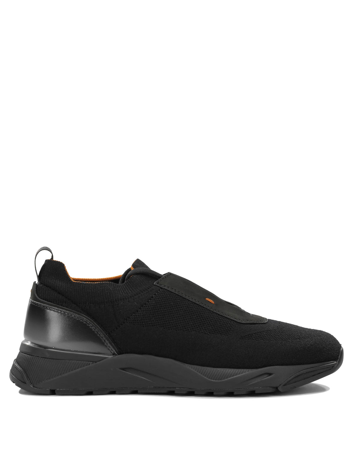 Santoni Low-top sneakers made of mesh and leather - Black