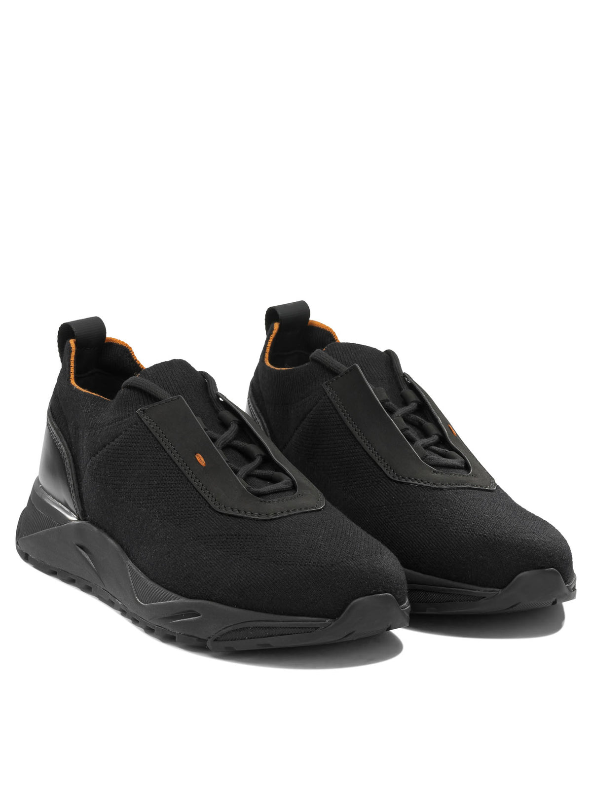 Santoni Low-top sneakers made of mesh and leather - Black