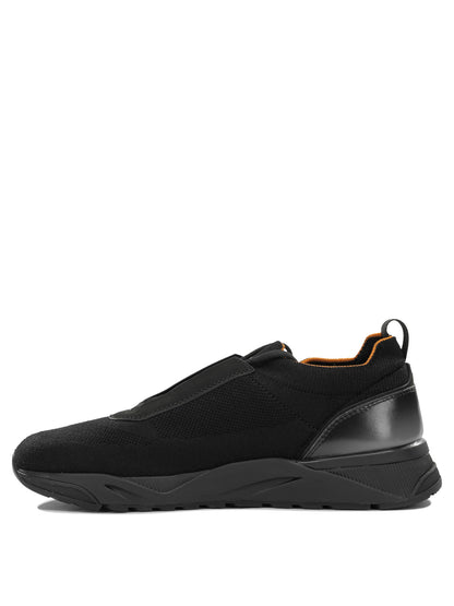 Santoni Low-top sneakers made of mesh and leather - Black