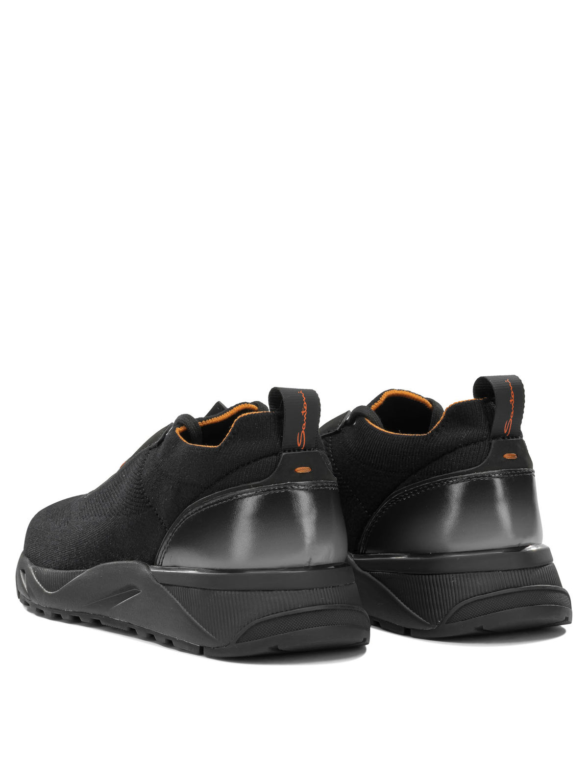 Santoni Low-top sneakers made of mesh and leather - Black
