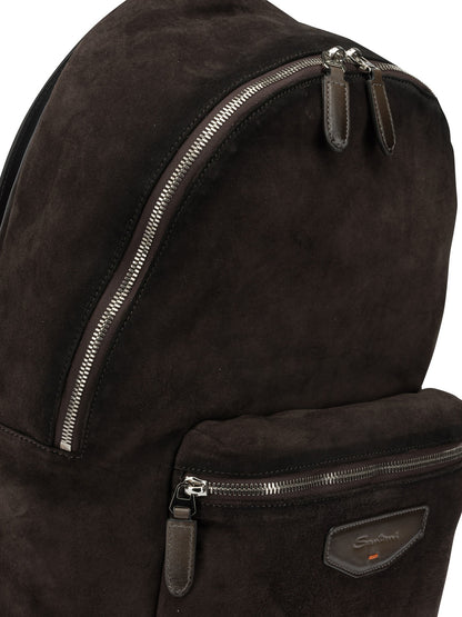 Santoni Casual suede backpack - Brown