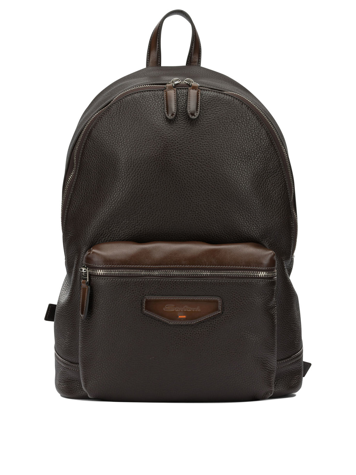 Santoni Casual Leather Backpack - Brown