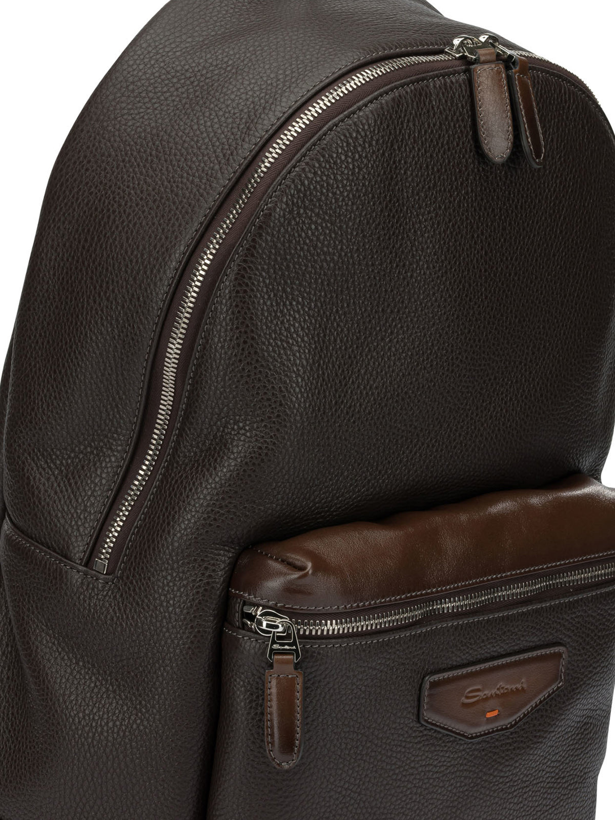 Santoni Casual Leather Backpack - Brown