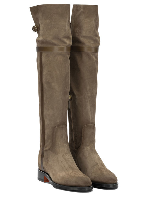 Santoni "Janelle" Knee-High Boots - Beige