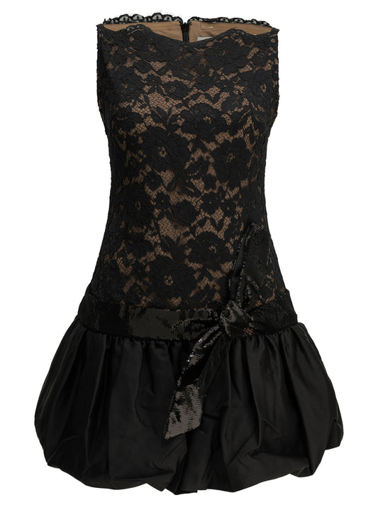 Self-Portrait Short balloon dress - Black