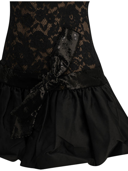Self-Portrait Short balloon dress - Black