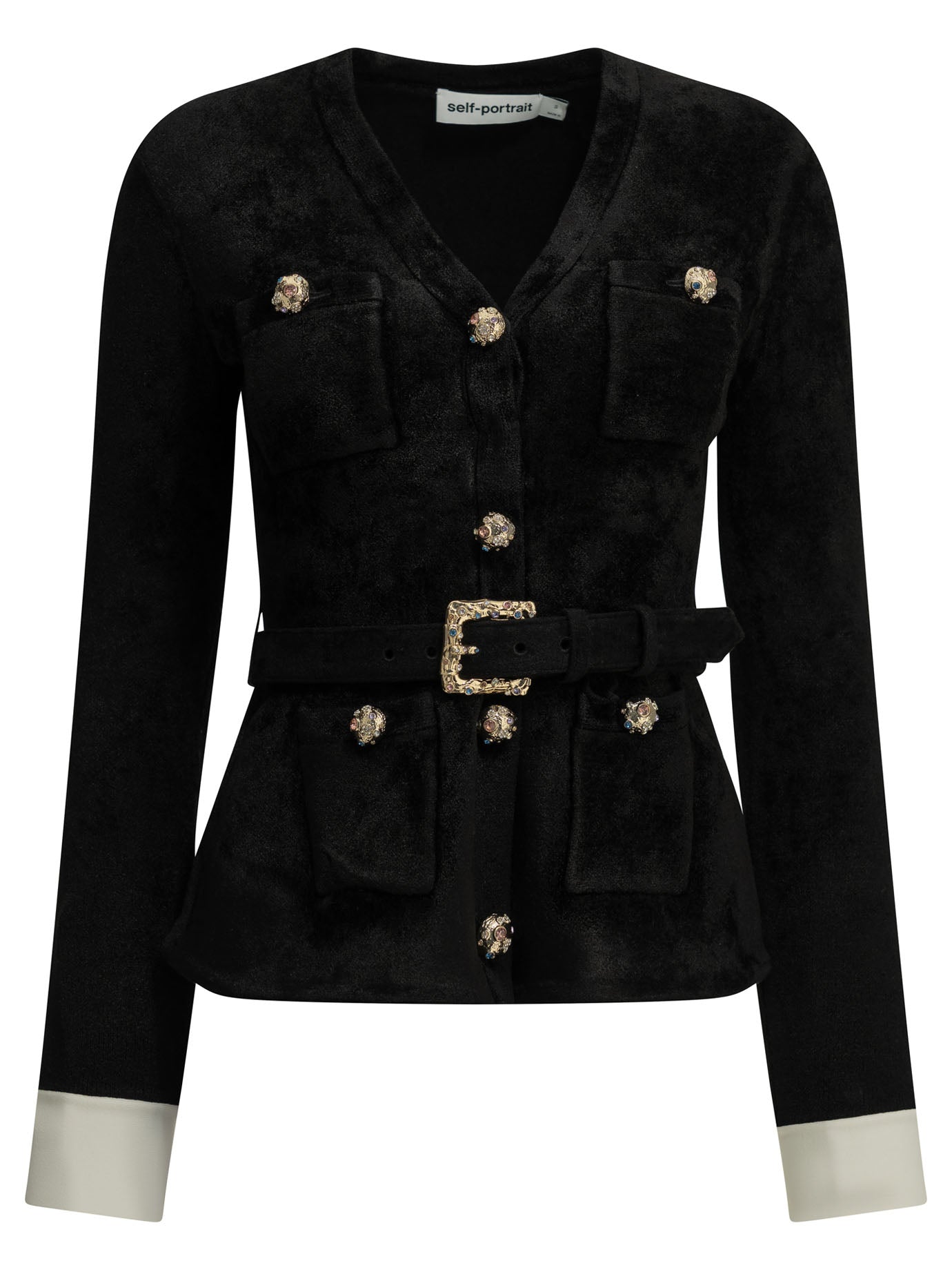 Self-Portrait Chenille cardigan - Black