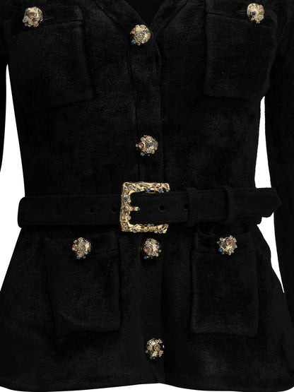 Self-Portrait Chenille cardigan - Black
