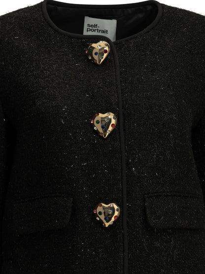 Self-Portrait Bouclé blazer - Black