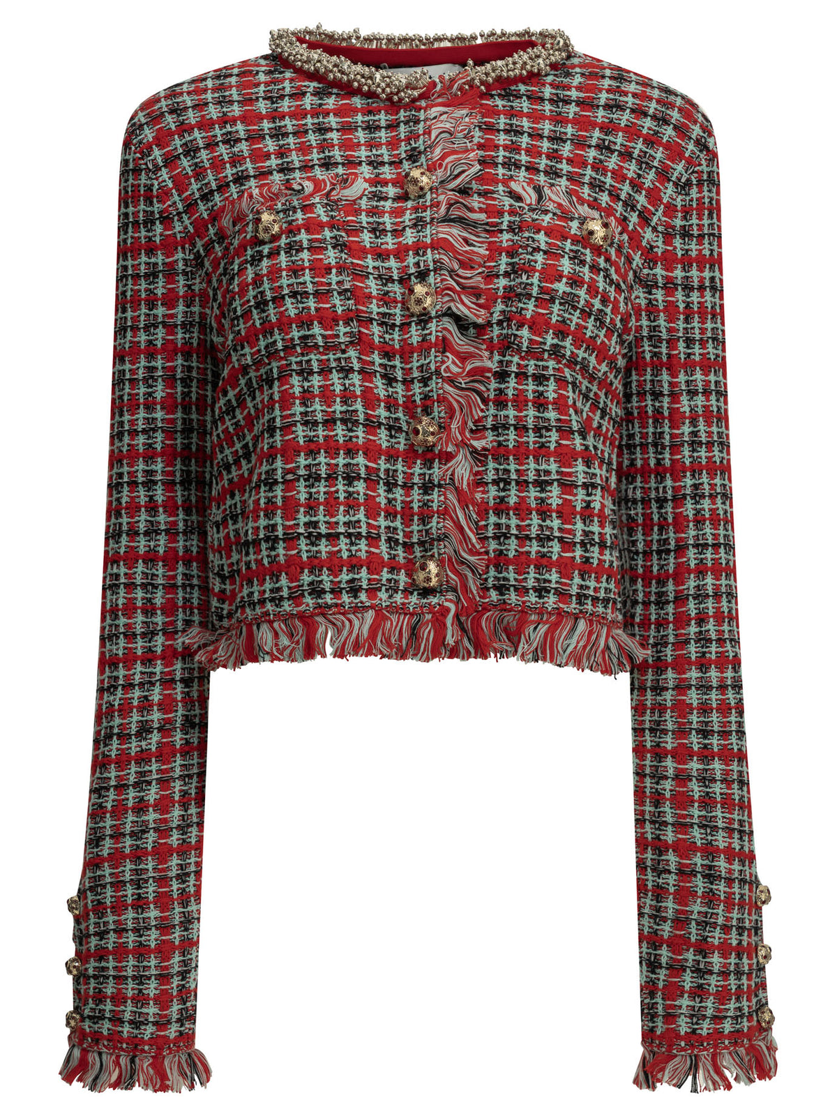 Self-Portrait Cotton-Blend Blazer - Red