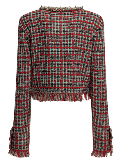 Self-Portrait Cotton-Blend Blazer - Red