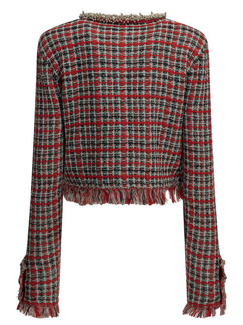 Self-Portrait Cotton-Blend Blazer - Red