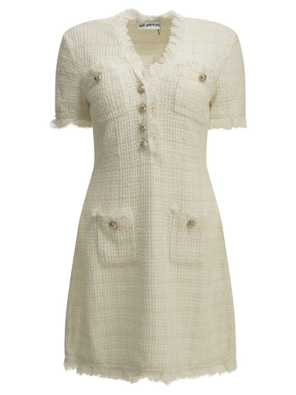 Self-Portrait Short sheath dress - White